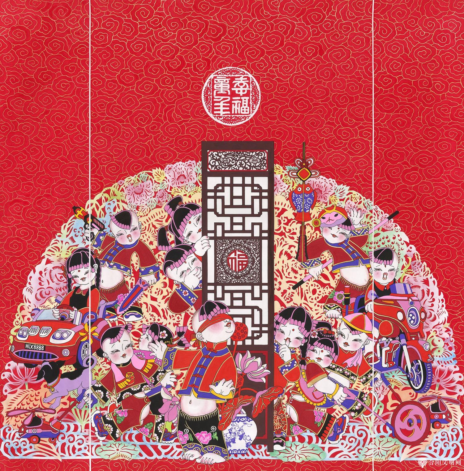 38-甘勋优 甘继坚 肖福初 幸福的童年 江西 115×115cm.jpg