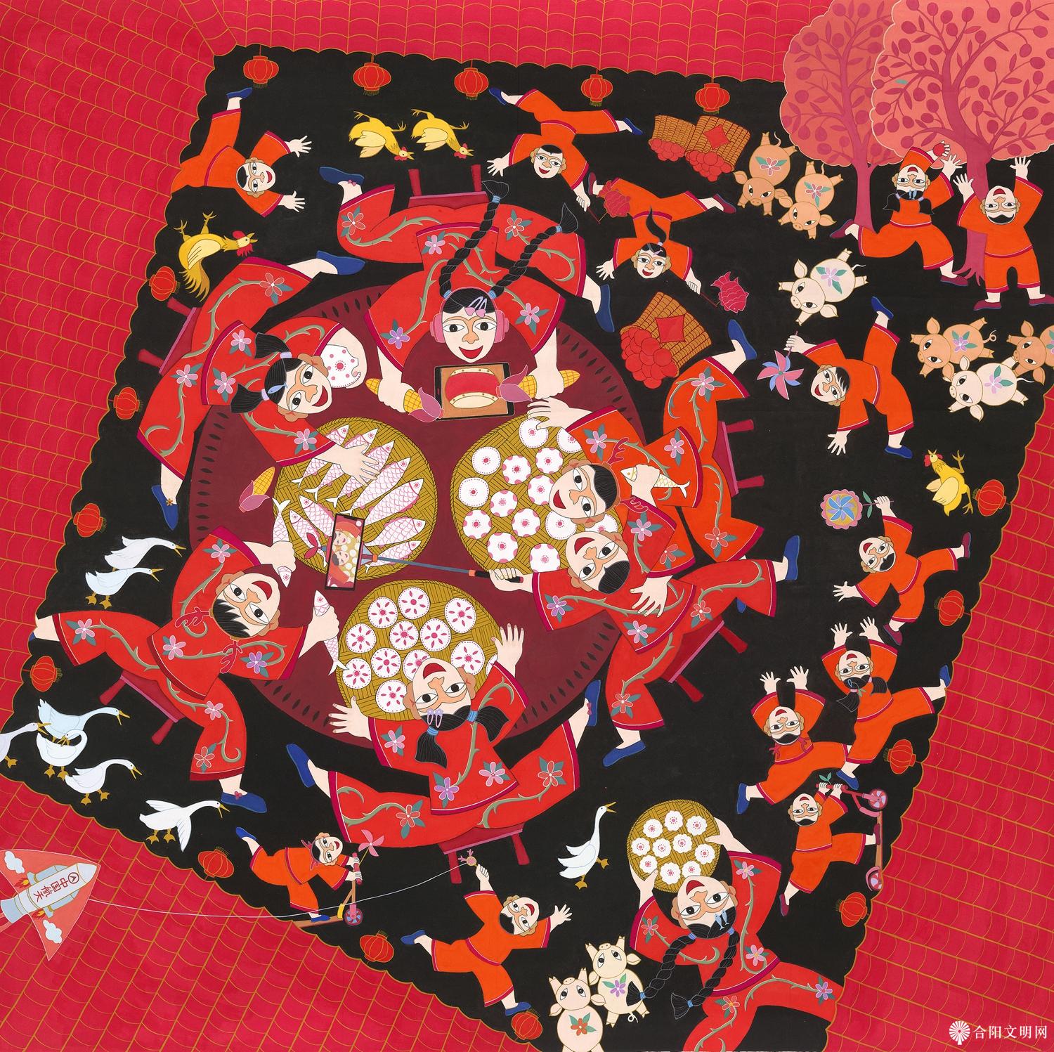 54-黄炳金 红红火火过大年 福建 120×120cm.jpg