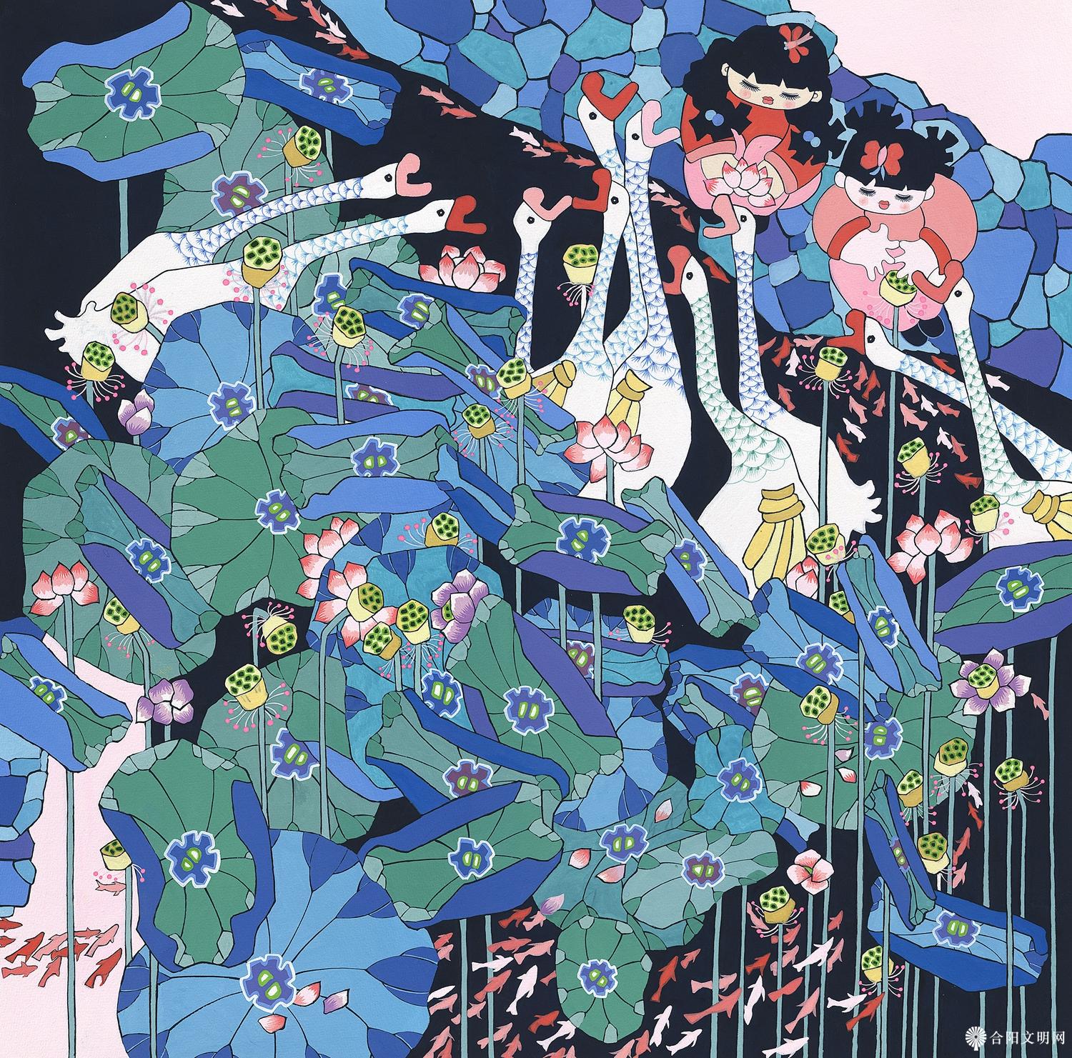 60-纪伟伟 好运连连荷田田 山东 75×75cm.jpg