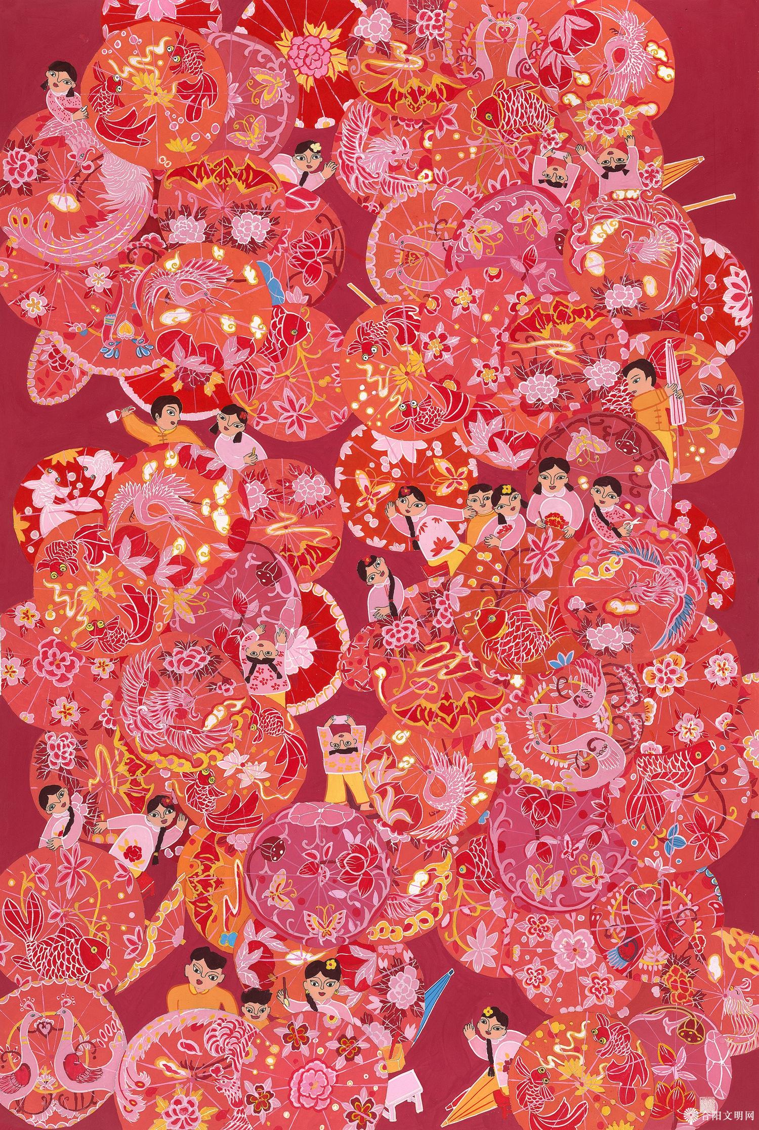 95-刘艳萍 伞花朵朵庆丰年 湖北 110×81cm.jpg