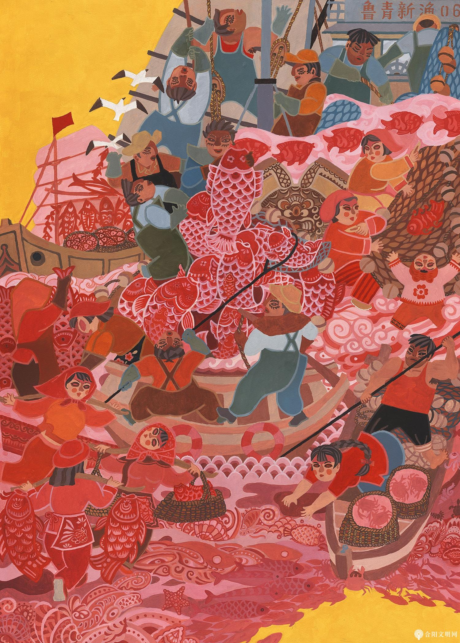 172-张鹏 耕海牧渔庆丰年 山东 110×75cm.jpg