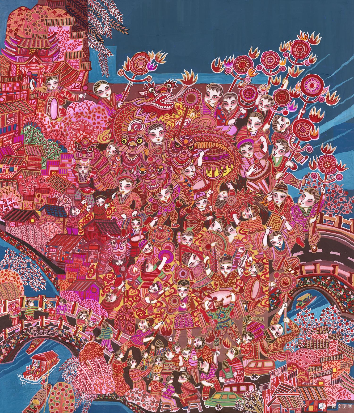 189-郑利民 余东火龙节 浙江 140×125cm.jpg