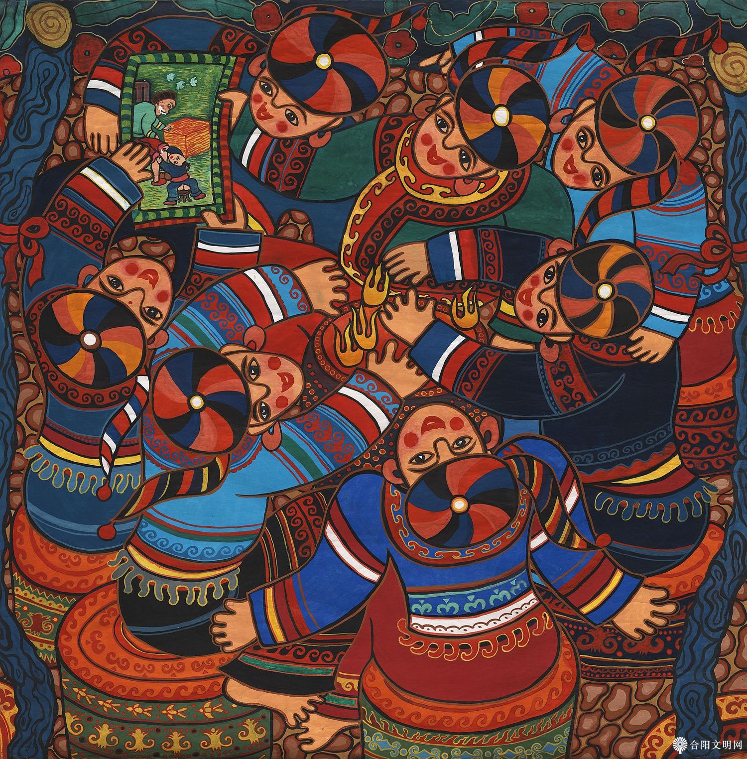 192-周秦 彝乡阿哥过新年 贵州 65×67cm.jpg